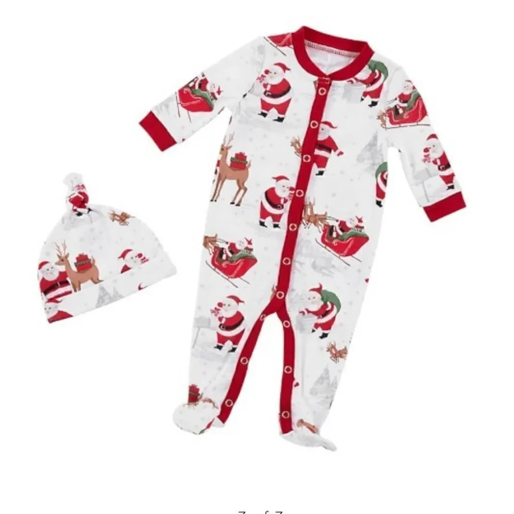 Pottery Barn Kids Heritage Santa Nursery Hat & Pajama Set